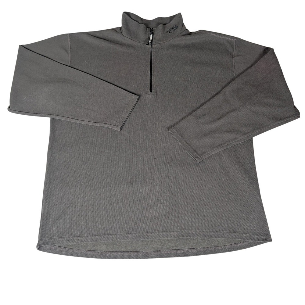 The North Face Mens Quarter Zip Pullover Charcoal Grey Fleece Mock Neck L/G 5151